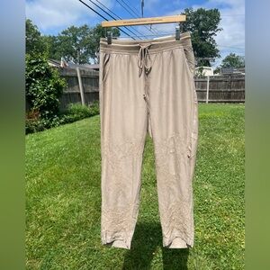 NEW Soft Surroundings embroidered straight leg jogger pants PETITE SMALL boho